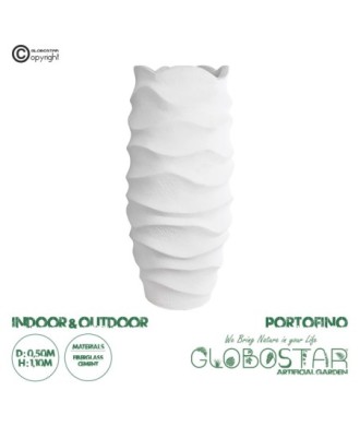 GloboStar® Artificial Garden PORTOFINO 20729 Επιδαπέδιο Πολυεστερικό Τσιμεντένιο Κασπώ Γλάστρα - Flower Pot Λευκό Φ50 x Υ110cm